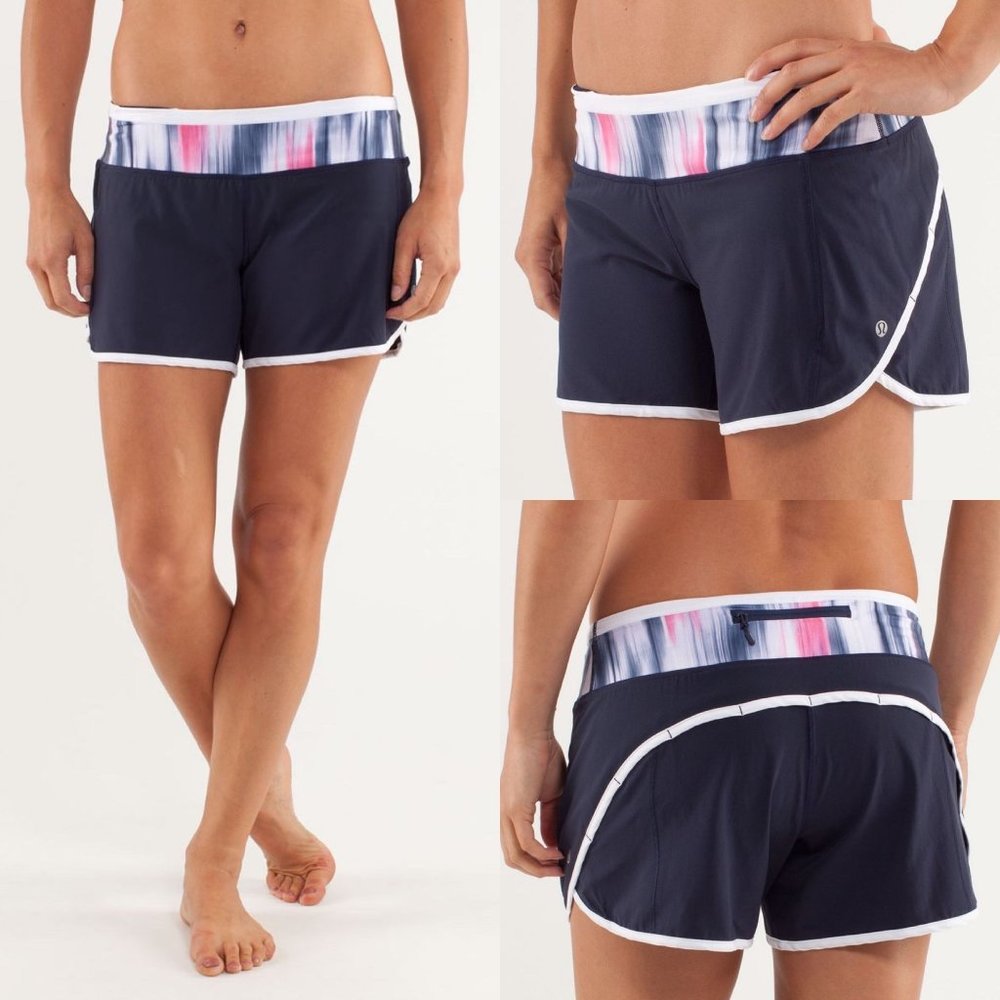 Lululemon Women's Turbo Run Shorts Size 4 Deep Indigo White Mirage Deep Indigo